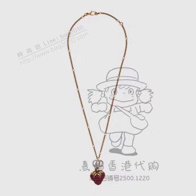 GUCCi飾品 古馳紅鑽草莓毛衣鏈 Gucci經典首飾  zgbq1043